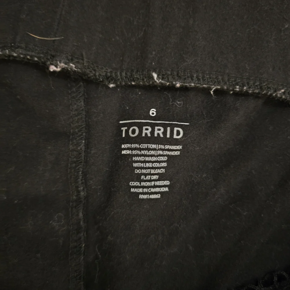 Torrid Black Ripped Leggings with Mesh Detail - Picture 6 of 7